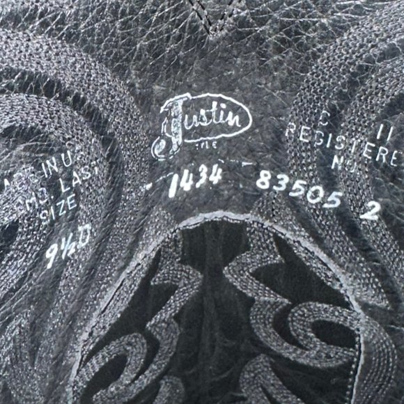 Men's Justin Classic Cowboy Western Boots with Black Corona Cowhide Foot SZ 9.5D - Picture 9 of 10